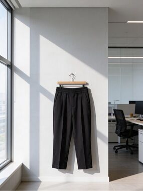 Athleta Black Elastic-Waist Tailored Pants